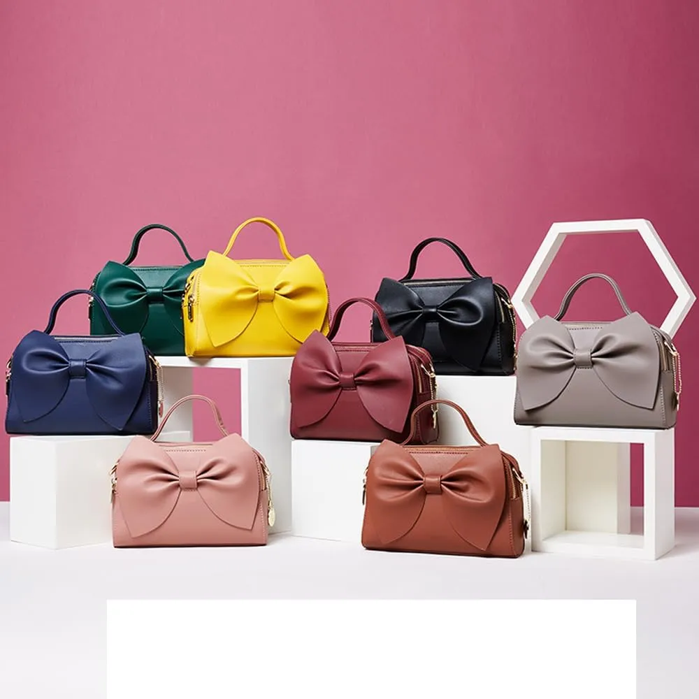 ZiMing Crossbody Bag for Women Vegan Leather Purse Small Satchel Handbags Bowknot Bags Shoulder Crossbody Bag Zip Pockets Bag