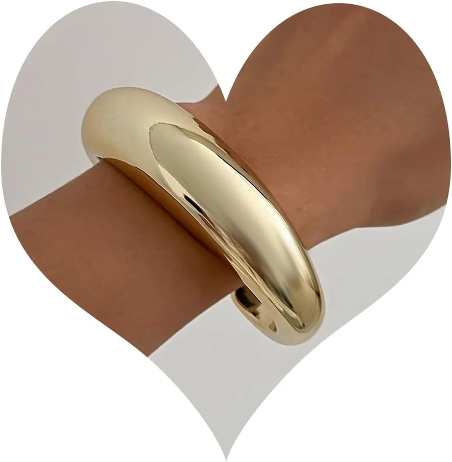 ZMANYIJEW Chunky Gold Bracelets for Women Wide Gold Cuffs Bangle Exaggerate Hollow Out Adjustable Bracelets Punk Vintage Jewelry