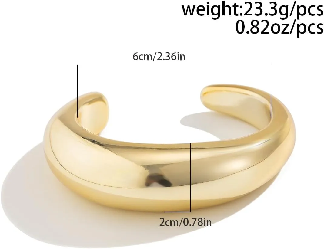 ZMANYIJEW Chunky Gold Bracelets for Women Wide Gold Cuffs Bangle Exaggerate Hollow Out Adjustable Bracelets Punk Vintage Jewelry