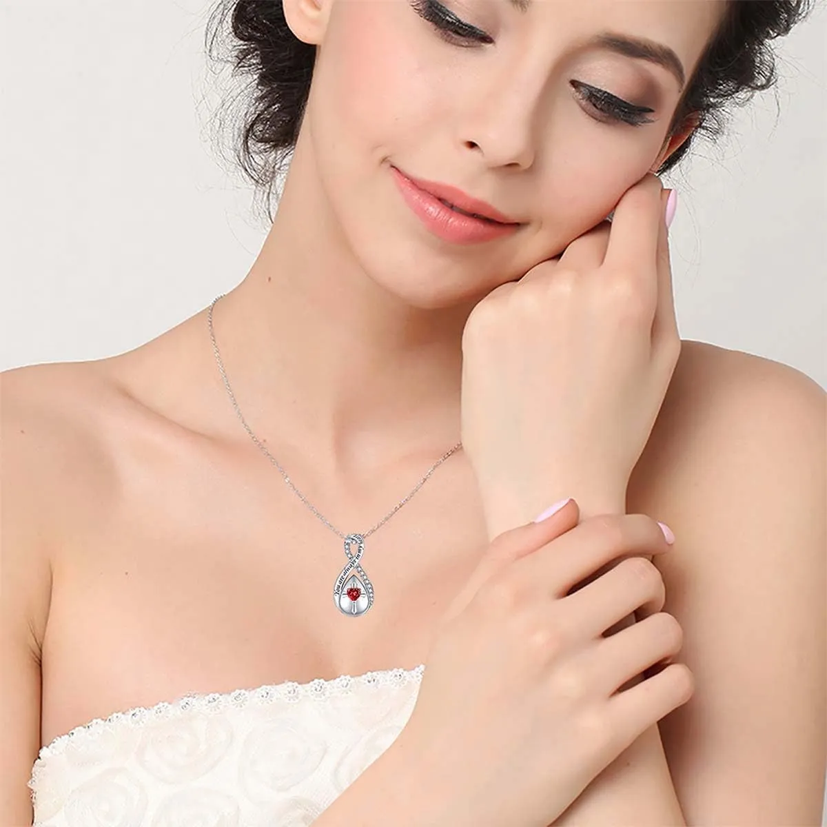 ZOEXUE Infinity Cross Cremation Jewelry - S925 Sterling Silver Cross Urn Necklace for Women - Birthstone Cross with Heart CZ Ashes Keepsake Pendant Memorial Urn Jewelry Gift for A Loss Loved Ones